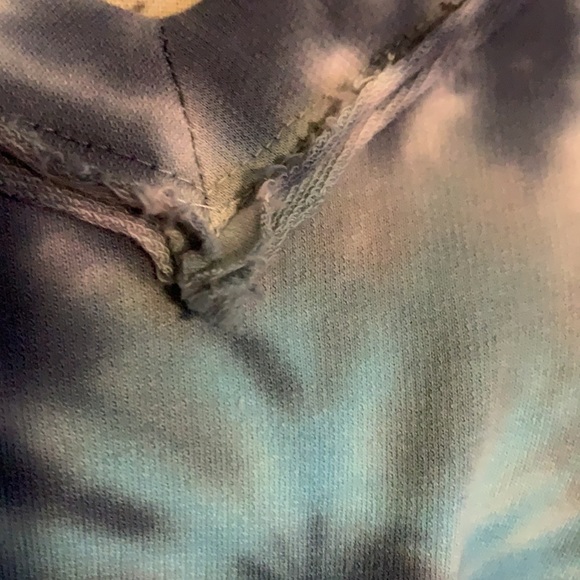 ❌DONATED❌Blue Gray Tie Dye Stressed Seam V-neck Oversized Top - Picture 7 of 12